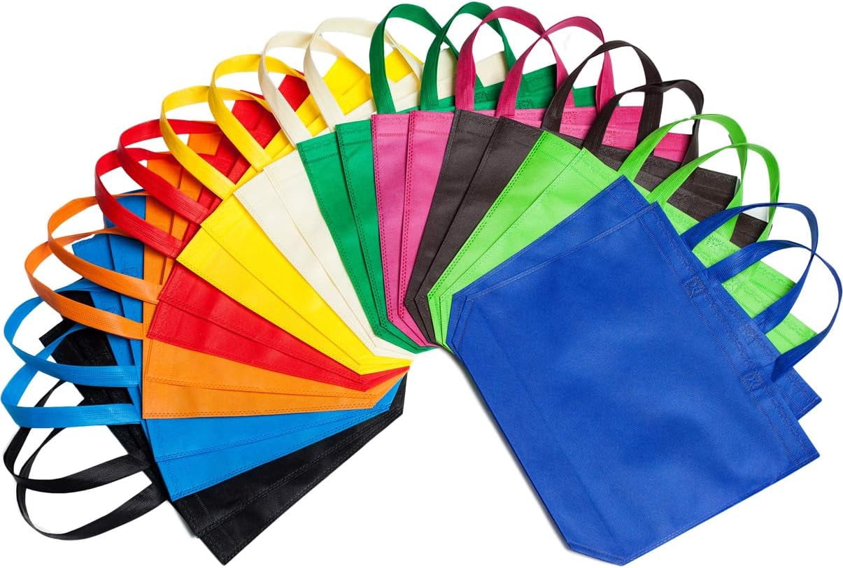 22 Pcs Reusable Gift Bags With Handles Large Tote Bags Bulk 11 Colors for Shopping Groceries Birthday Party Favor Snacks DIY Painting Holiday Christmas, 15*13 I