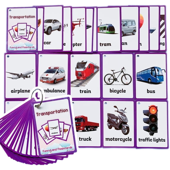 22 Pcs/Set Transportation Flash Cards | Learning Toys Flashcards for Children Pre-K, Toddlers and Kids