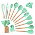 thumbnail image 1 of 22 Pcs Silicone Kitchen Cooking Utensils Set YUKKA Holder Mint, 1 of 6