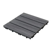22 Pcs Wood-Plastic Patio Deck Tiles, 12 x 12in, Waterproof Interlocking Floor Tiles for Porch, Poolside, Balcony, Backyard, Dark Gray