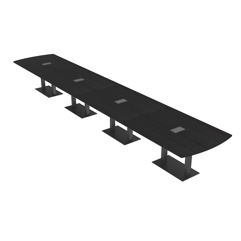 22 Person Arc Rectangle Powered Modular Boardroom Table Double Bases ...