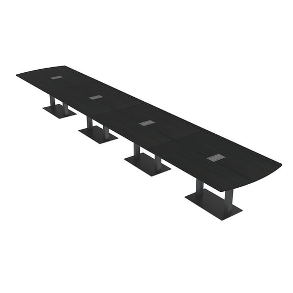 22 Person Arc Rectangle Powered Modular Boardroom Table Double Bases