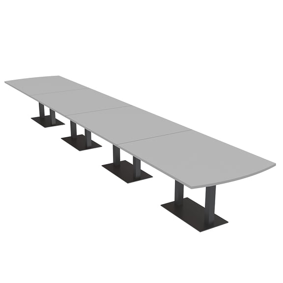 22 Person Arc Rectangle Powered Modular Boardroom Table Double Bases