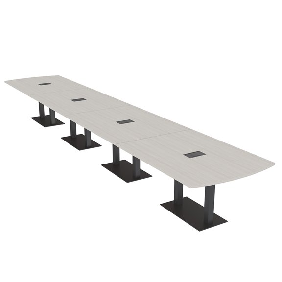 22 Person Arc Rectangle Powered Modular Boardroom Table Double Bases