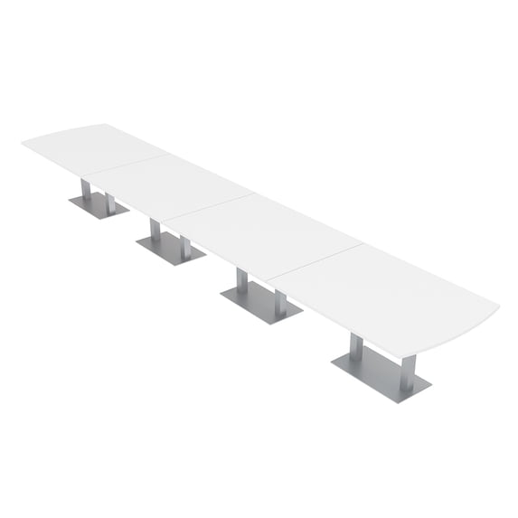 22 Person Arc Rectangle Powered Modular Boardroom Table Square Bases