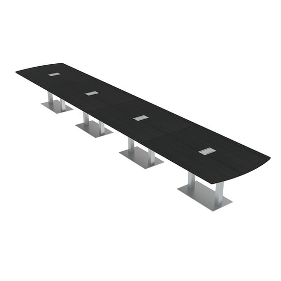 22 Person Arc Rectangle Powered Modular Boardroom Table Square Bases
