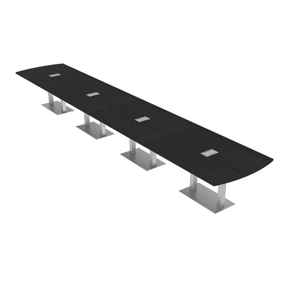 22 Person Arc Rectangle Powered Modular Boardroom Table Square Bases