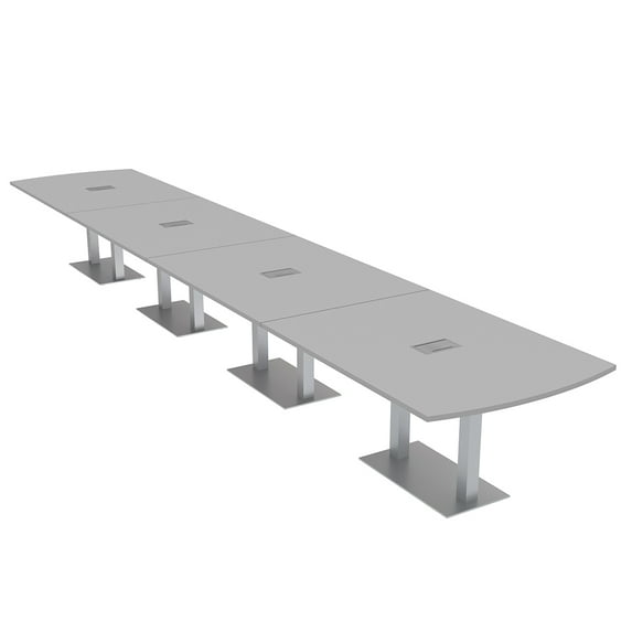 22 Person Arc Rectangle Powered Modular Boardroom Table Square Bases