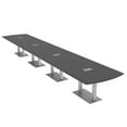 thumbnail image 1 of 22 Person Arc Rectangle Powered Modular Boardroom Table Square Bases, 1 of 8