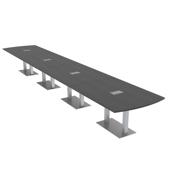 22 Person Arc Rectangle Powered Modular Boardroom Table Square Bases