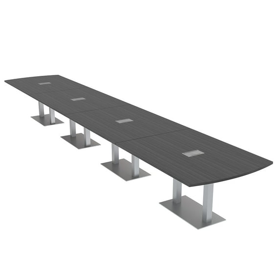 22 Person Arc Rectangle Powered Modular Boardroom Table Square Bases