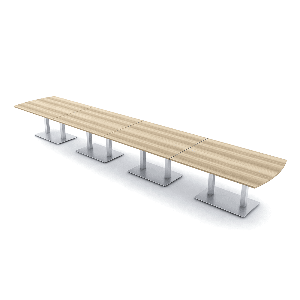 22 Person Arc Rectangle Powered Modular Boardroom Table Square Bases ...