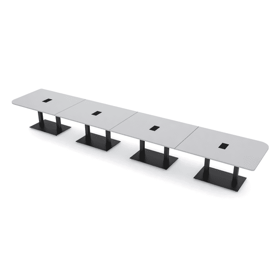 22 Person Duo Shaped Boardroom Table With Metal Base Power And Data
