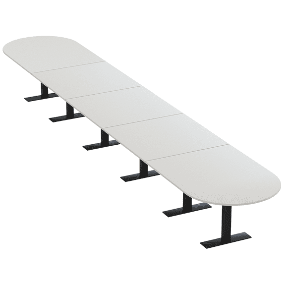 22 Person Modular Racetrack Boardroom Table Metal T Bases Power Units