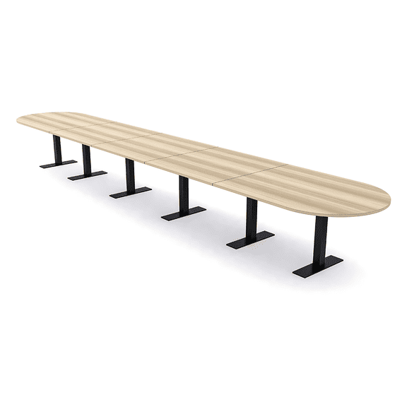 22 Person Modular Racetrack Boardroom Table Metal T Bases Power Units
