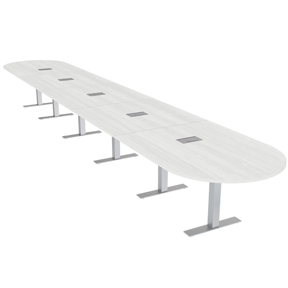 22 Person Modular Racetrack Boardroom Table Metal T Bases Power Units