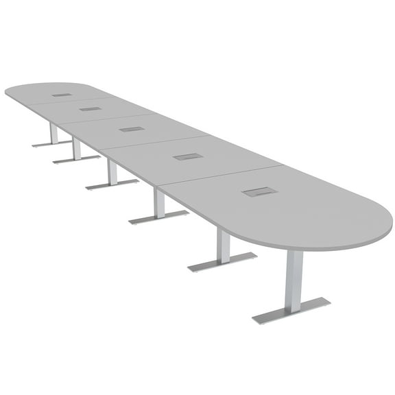 22 Person Modular Racetrack Boardroom Table Metal T Bases Power Units