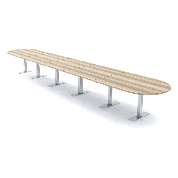 22 Person Modular Racetrack Boardroom Table Metal T Bases Power Units