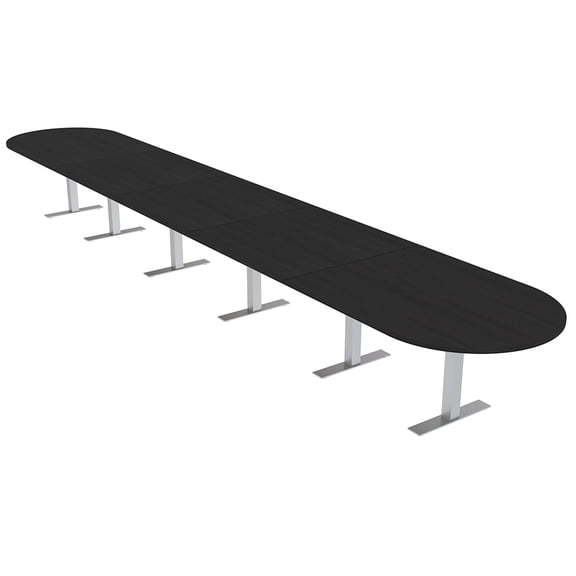 22 Person Modular Racetrack Boardroom Table Metal T Bases Power Units
