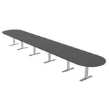 22 Person Modular Racetrack Boardroom Table Metal T Bases Power Units ...