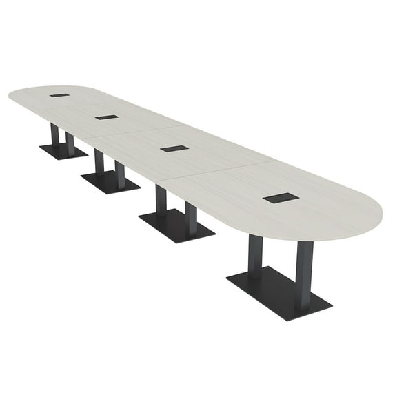 22 Person Modular Racetrack Conference Table Black Bases Power Modules