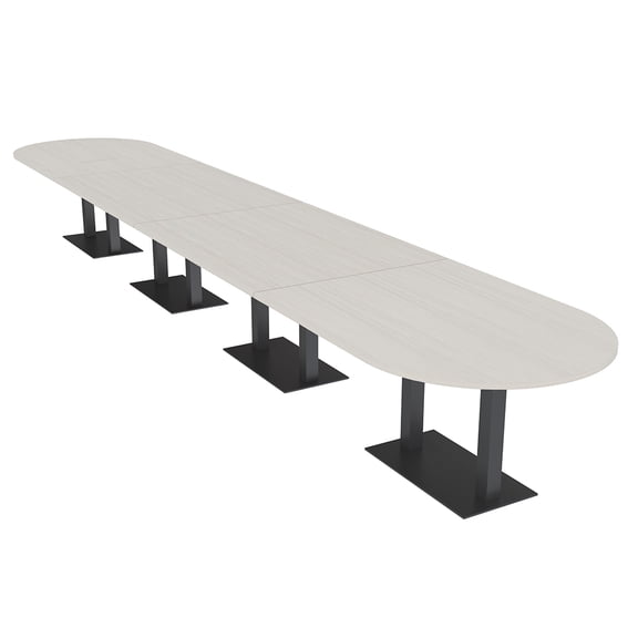 22 Person Modular Racetrack Conference Table Black Bases Power Modules