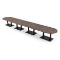 thumbnail image 1 of 22 Person Modular Racetrack Conference Table Black Bases Power Modules, 1 of 5