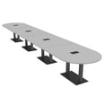thumbnail image 1 of 22 Person Modular Racetrack Conference Table Black Bases Power Modules, 1 of 7