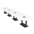 thumbnail image 1 of 22 Person Modular Racetrack Conference Table Black Bases Power Modules, 1 of 7