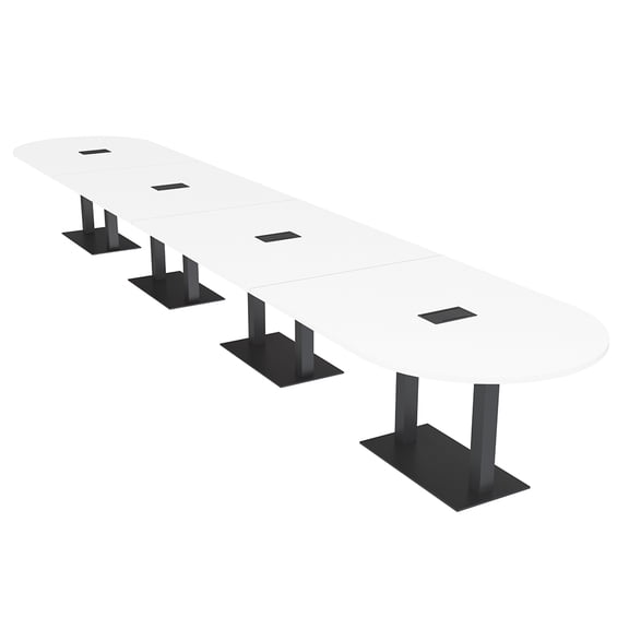 22 Person Modular Racetrack Conference Table Black Bases Power Modules