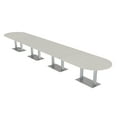 thumbnail image 1 of 22 Person Modular Racetrack Conference Table Metal Bases Power Modules, 1 of 5