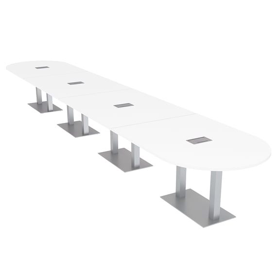 22 Person Modular Racetrack Conference Table Metal Bases Power Modules