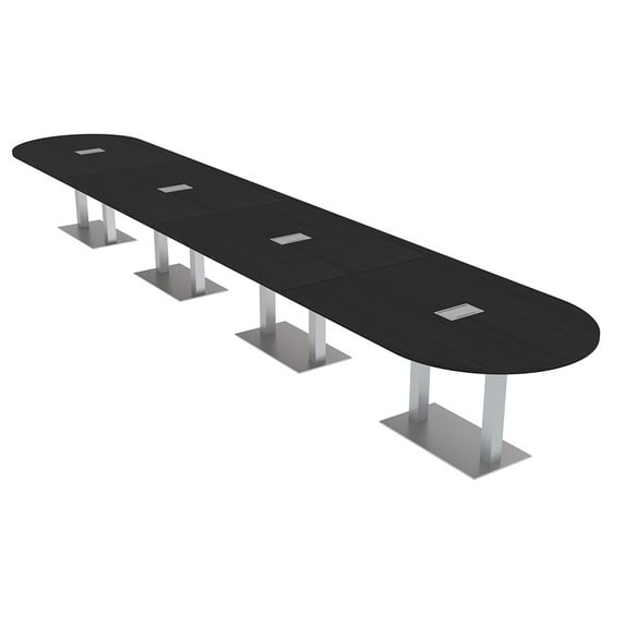 22 Person Modular Racetrack Conference Table Metal Bases Power Modules