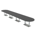 thumbnail image 1 of 22 Person Modular Racetrack Conference Table Metal Bases Power Modules, 1 of 5