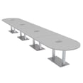 thumbnail image 1 of 22 Person Modular Racetrack Conference Table Metal Bases Power Modules, 1 of 7