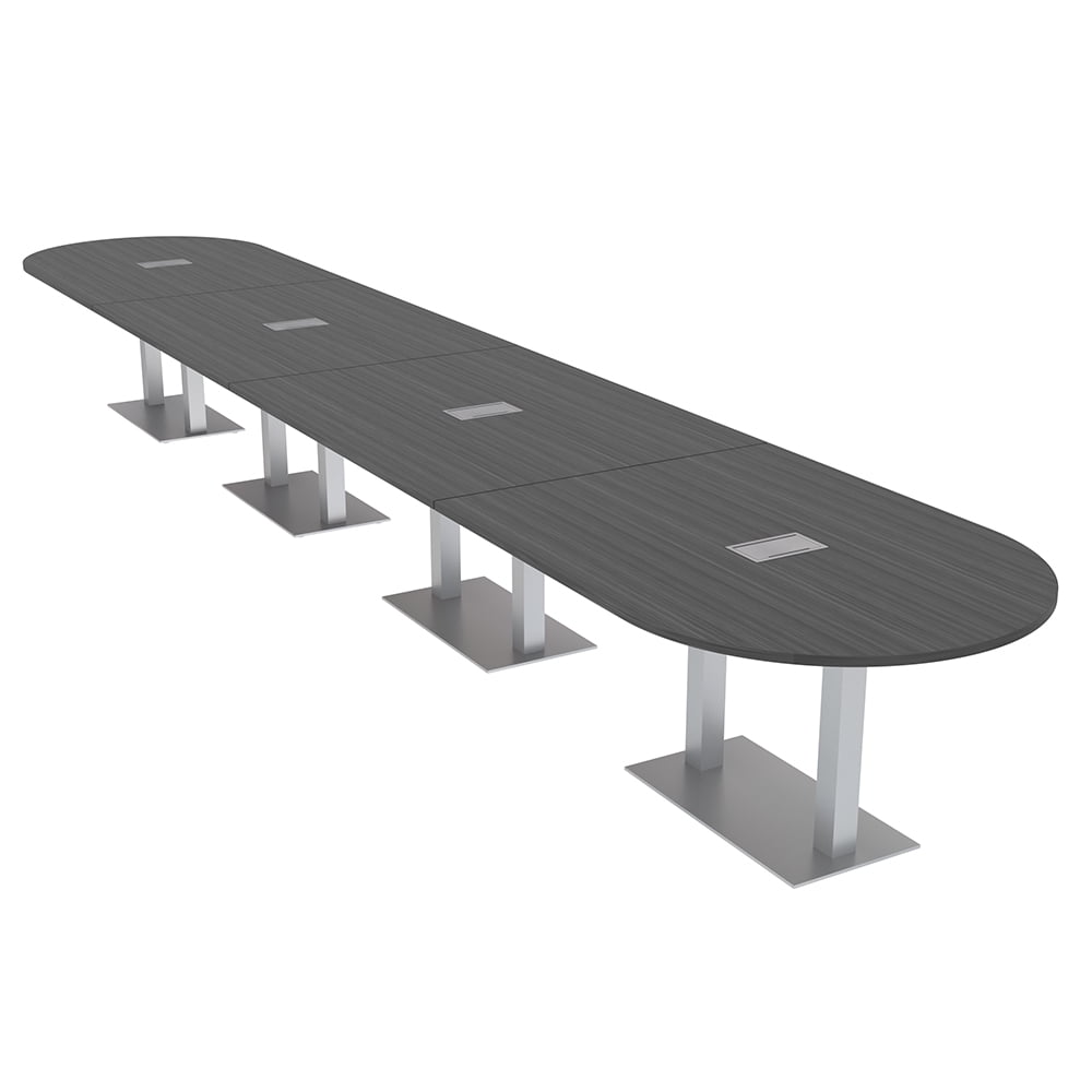 22 Person Modular Racetrack Conference Table Metal Bases Power Modules ...