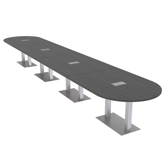 22 Person Modular Racetrack Conference Table Metal Bases Power Modules