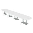 thumbnail image 1 of 22 Person Modular Racetrack Conference Table Metal Bases Power Modules, 1 of 5