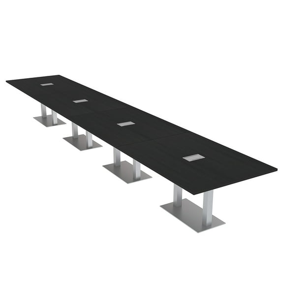 22 Person Rectangular Modular Boardroom Table Metal Bases Power Units ...