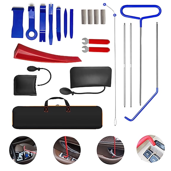 22-Piece Car Tool Set, Stainless Steel Long-Handled Tool Set, for routine vehicle maintenance, unlocking and removing door panels, and interior repairs
