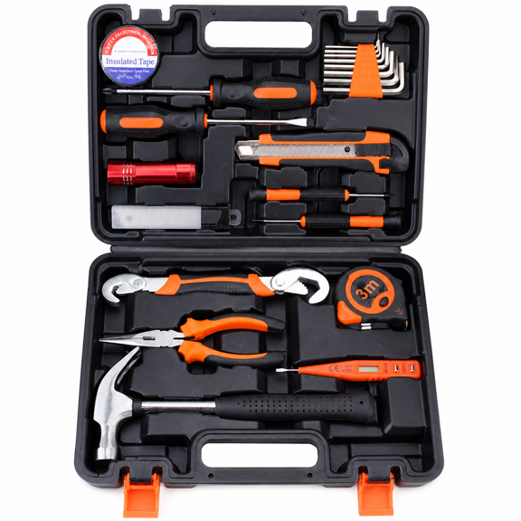 22 Piece Household Tool Kit Home Repair Hand Tool Set With Plastic Toolbox Storage Case Carbon Steel General Maintenance