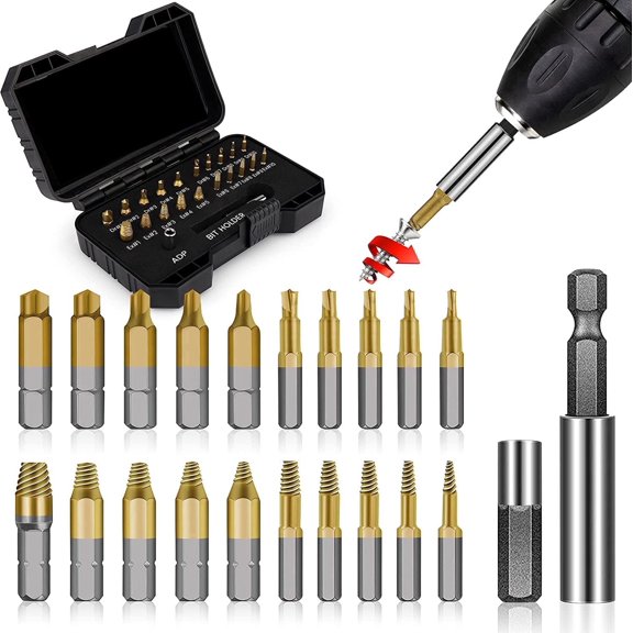 22 Pcs-Screw Extractor Set, for Home and Auto Repair, Stripped Screw Extractor, High Speed Steel Screw Extractor