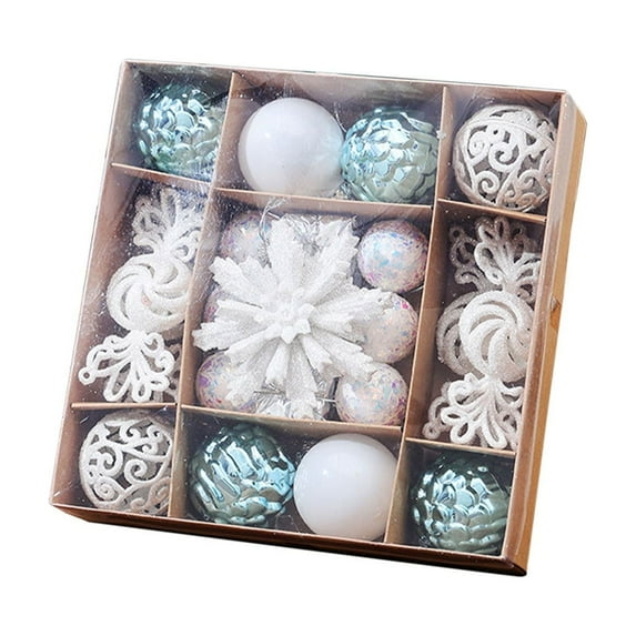 22-Piece White Christmas Ornaments Collection, Shatterproof Plastic Xmas Tree Balls and Assorted Shapes for Holiday Decorating, Festive Home Accents