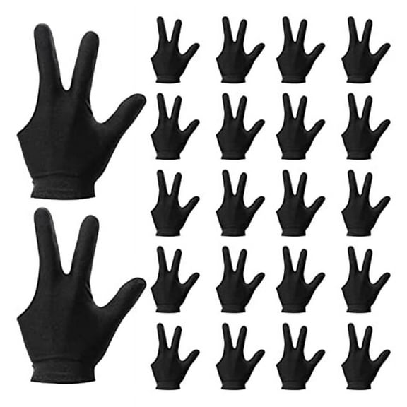 22 Pieces Billiard Gloves 3 Finger Cue Pool Sport for Women&Men Both Left and Right Hand,Black