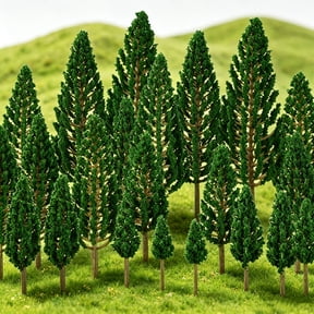 22 Pieces Model Trees 1.18-6.29 Inch Mini Diorama Trees Mixed Model Tree Train Trees Miniature Forest Railroad Scenery Pine Trees Architecture Trees For Diy Scenery Landscape, Natural Green