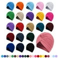 thumbnail image 1 of 22 Pieces Stretch Turbans Chemo Head Wrap Cancer Head Beanie Twisted Turban Cap Cover Hats for Women, 1 of 7