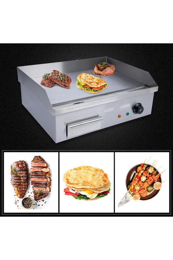 22" Portable Countertop BBQ Griddle Commercial Electric Flat Top Grill Hot Plate 3000w