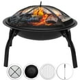 22" Portable Fire Pit, Wood Burning Fire Pit, Small Fire Bowl with