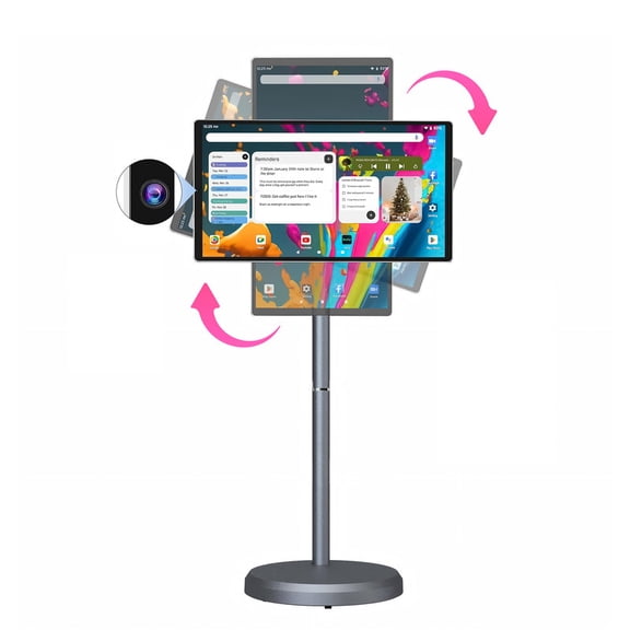 21.5" Portable Smart Touchscreen TV on Wheels, Android 15 OS, 6GB+128GB, EDLA Certified Rolling TV with 13MP Webcam, 1080P 100% sRGB & 6000mAh Battery