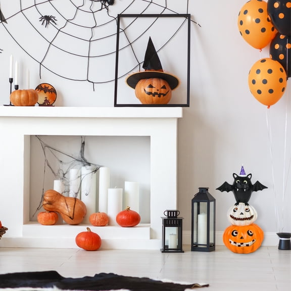 22" Pre-Lit Bat Standing on Pumpkins
